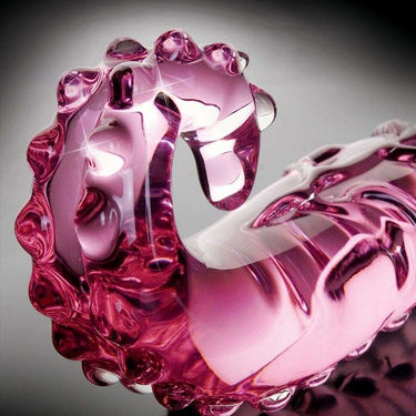 Fallo in Vetro Soffiato Rosa Trasparente con Rilievi Artistici e Coda
